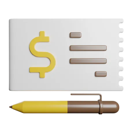 Bank Check  3D Icon