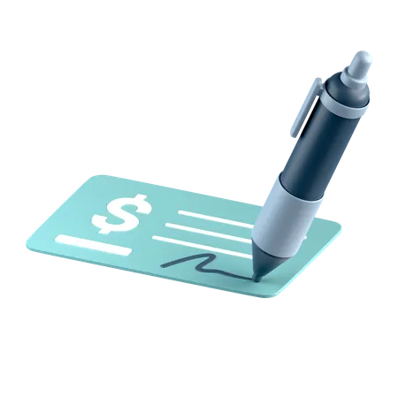 Bank check  3D Icon