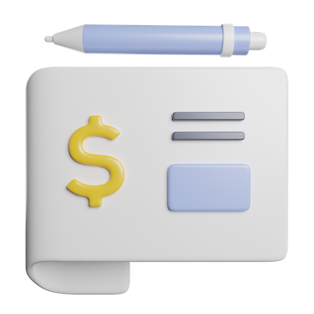 Bank Check  3D Icon