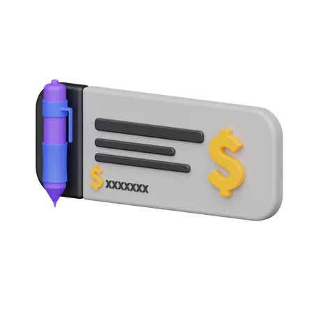 Bank Check  3D Icon