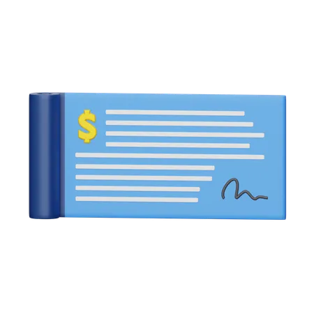Bank cheque  3D Icon