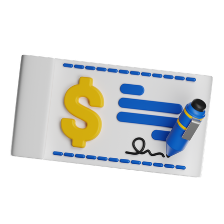 Bank Cheque  3D Icon