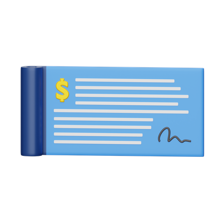 Bank cheque  3D Icon