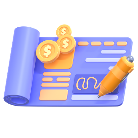 Bank Cheque  3D Icon