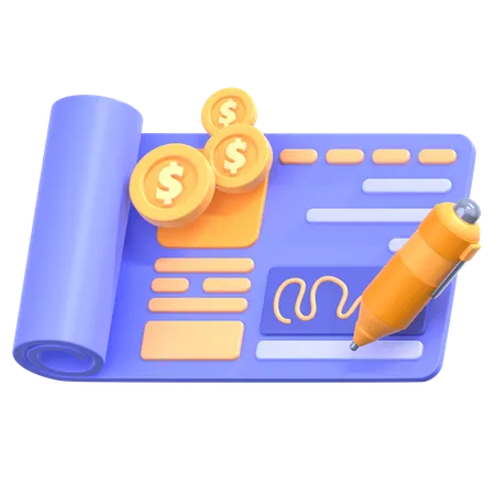 Bank Cheque  3D Icon