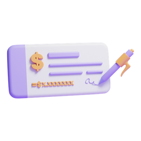 Bank Cheque  3D Icon