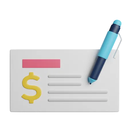 Bank Cheque  3D Icon