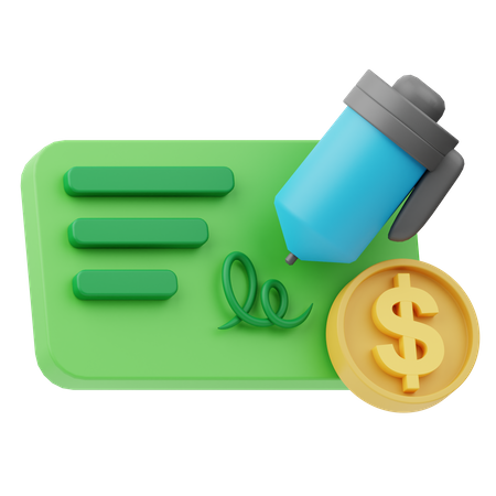 Bank Cheque  3D Icon