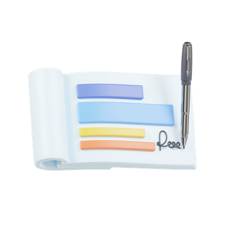 Bank Cheque  3D Icon