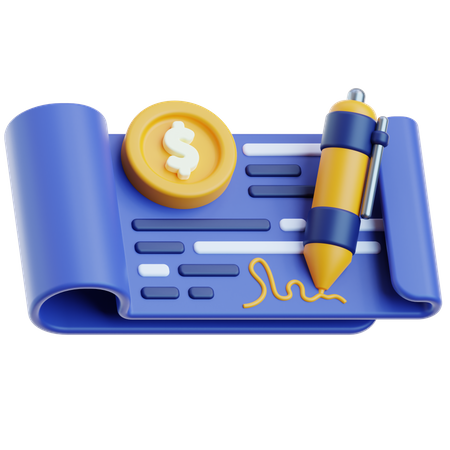 Bank Cheque  3D Icon