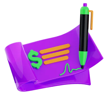 Bank Cheque  3D Icon