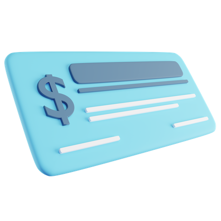 Bank Cheque  3D Icon