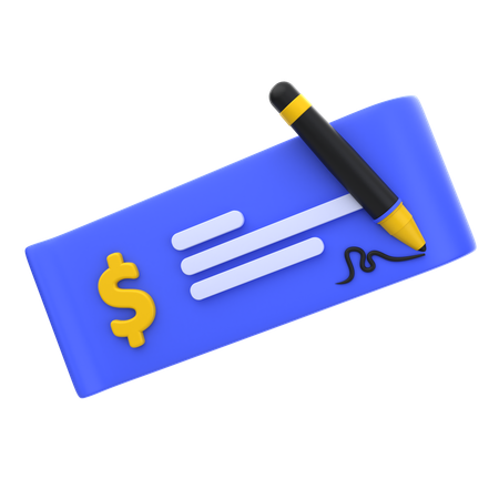 Bank Cheque  3D Icon