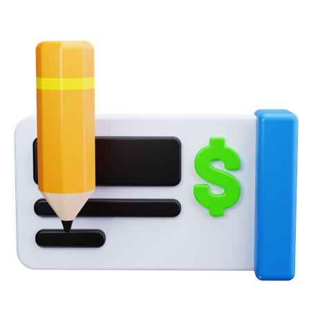 Bank Cheque  3D Icon