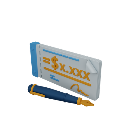 Bank cheque  3D Icon