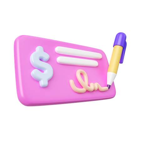 Bank Cheque  3D Icon