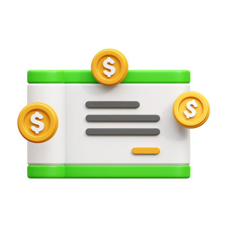 Bank Cheque  3D Icon