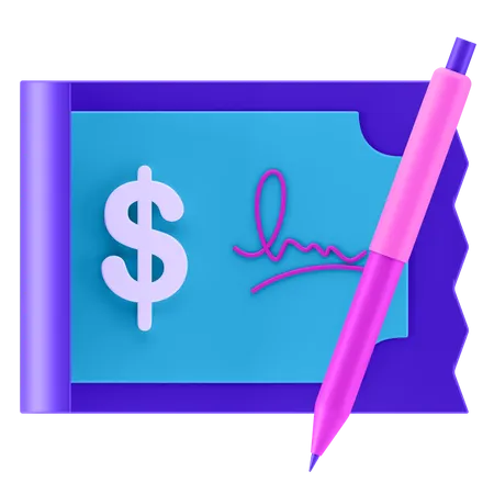 Bank Cheque  3D Icon