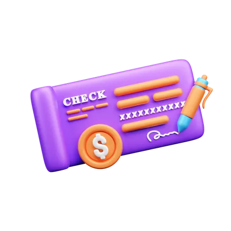 Bank Cheque  3D Icon