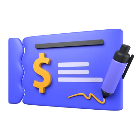 Bank Cheque  3D Icon