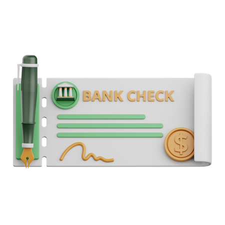 Bank Cheque  3D Icon