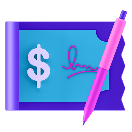 Bank Cheque  3D Icon