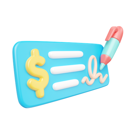 Bank Cheque  3D Icon