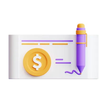 Bank Cheque  3D Illustration