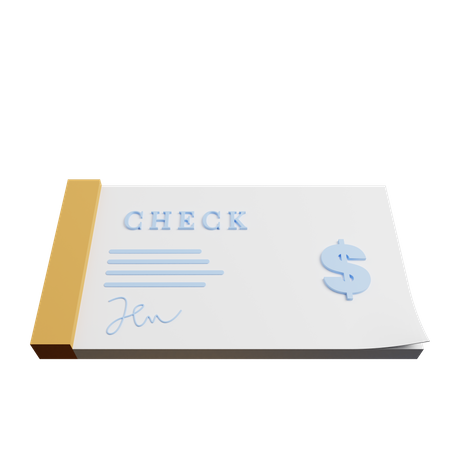 Bank Cheque 3D Illustration