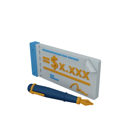 Bank cheque  3D Icon