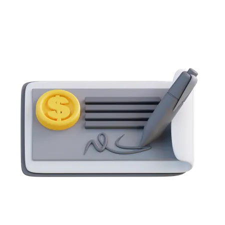 3 D Illustration Of Bank Cash Check 3D Icon