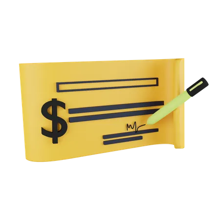 Bank Cheque 3 D Icon Contains PNG BLEND GLTF And OBJ Files 3D Icon