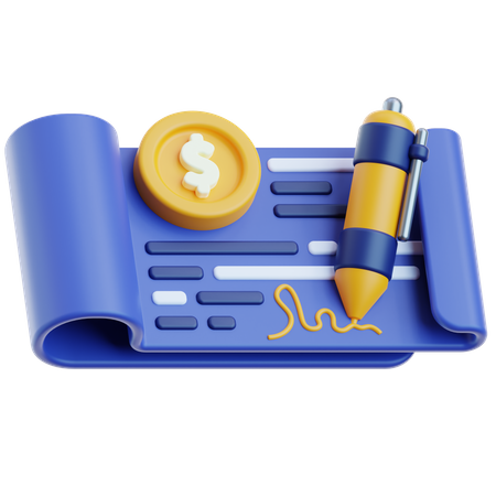 Bank Cheque 3D Icon