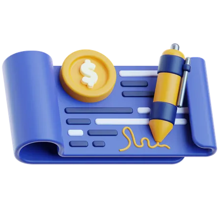 Bank Cheque 3D Icon