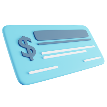 Bank Cheque  3D Icon