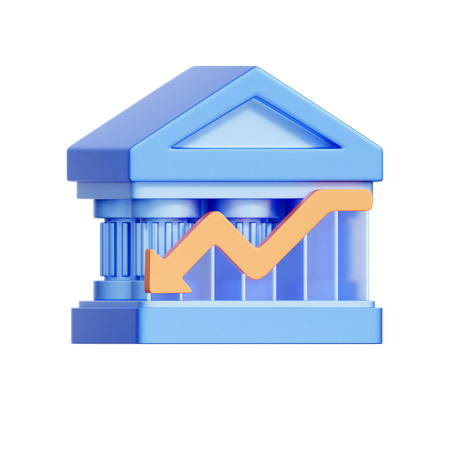 Bank Decline Chart  3D Icon
