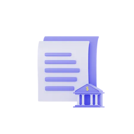 3 D Document Bank Icon Render 3D Icon
