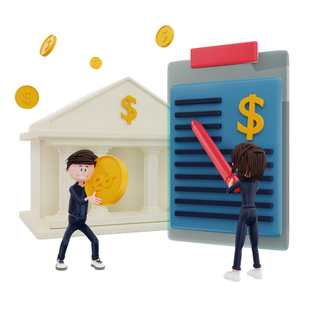 Bank Loan Agreement  3D Icon