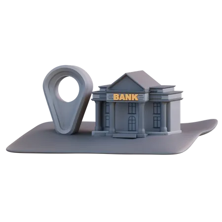 3 D Illustration Of Bank Building Location 3D Icon