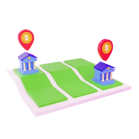 3 D Bank Location With Isolated Background 3D Icon