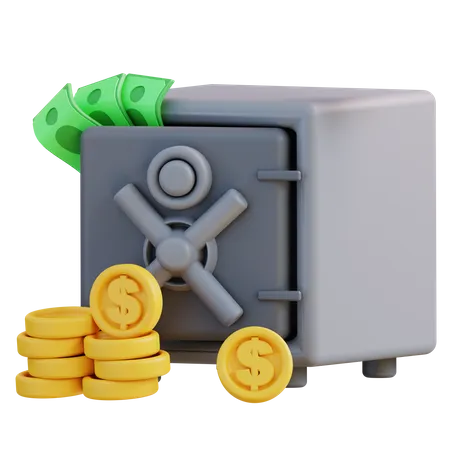 3 D Illustration Of Money Safe Deposit Box 3D Icon
