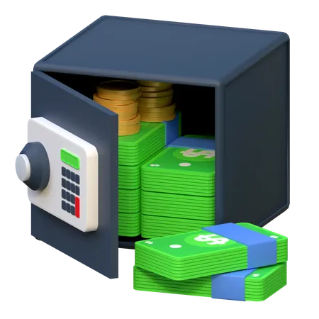 Saving Money In Secure Locker Box Investment Finance Icon 3 D Illustration 3D Icon