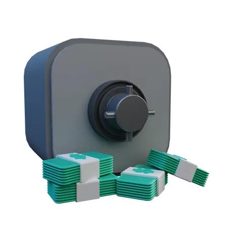 Bank Locker And Money Stacks  3D Illustration