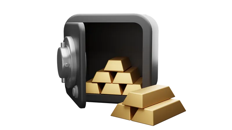 Bank Locker with Gold Bars  3D Illustration