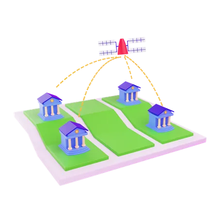 3 D Bank Network With Isolated Background 3D Icon