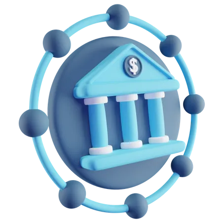 3 D Ilustration Of Bank Network With Blue Color 3D Icon