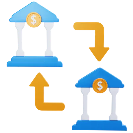 Bank To Bank Transfer  3D Icon
