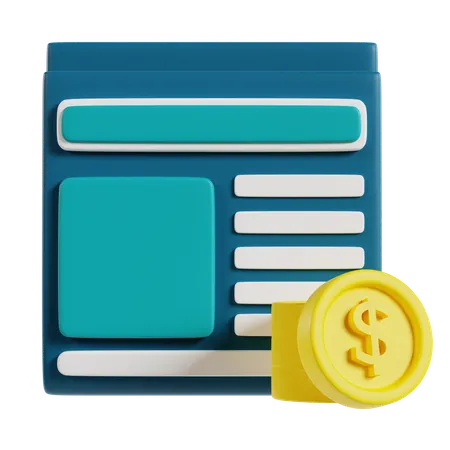 Banking Document With Dollar Sign  3D Icon