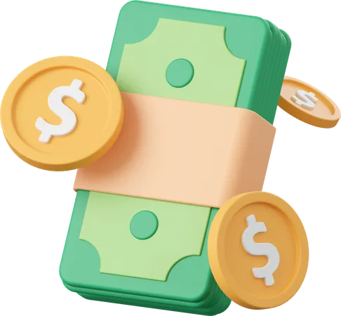 紙幣とドル硬貨  3D Icon