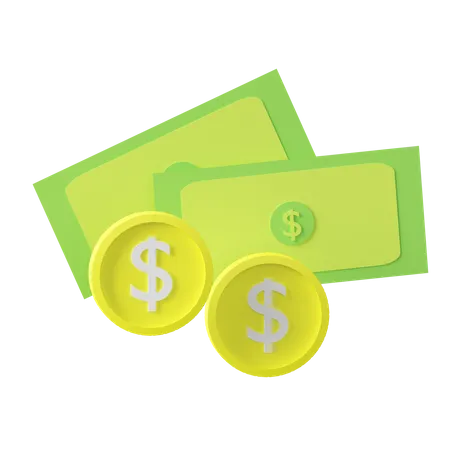 Banknotes And Coins  3D Icon